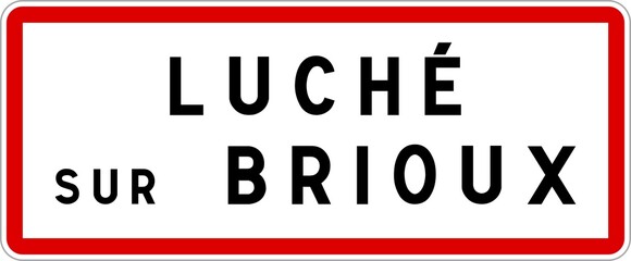 Panneau entrée ville agglomération Luché-sur-Brioux / Town entrance sign Luché-sur-Brioux