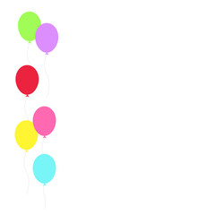 Happy birthday feast, birthday party, many colorful balloons, flat vector illustration and icons