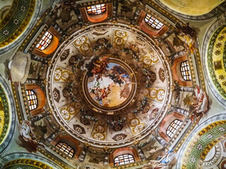 Interior view of the dome of San Vitale in Ravenna, Emilia Romagna, Italy