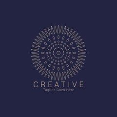 Tree shape sunflower vector logos. Nature trees vector illustration logo design, gold leaf modern design