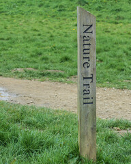 Signpost for walkers and hikers to ensure they are following a nature trail through the countryside