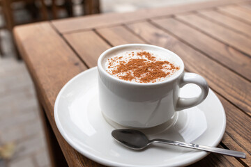 Turkish traditional hot drink salep in Istanbul cafe