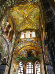 Obraz premium View on the mosaics of the church of San Vitale in Ravenna, Emilia Romagna, Italy