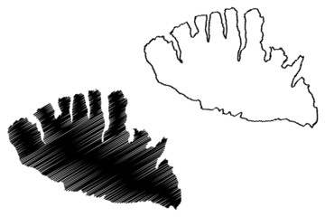 Stjernoya island (Kingdom of Norway) map vector illustration, scribble sketch Stierdna map