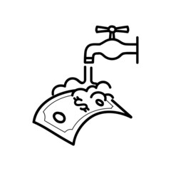 Money washing icon. Hand drawn vector illustration.