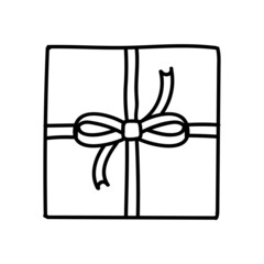 Gift wrapping ribbon icon. Hand drawn vector illustration.