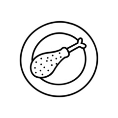 Chicken drum icon. Hand drawn vector illustration.