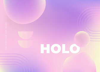 Pink and purple gradient cosmic spheres floating on Holographic background can be used for advertising, marketing, presentation, landing page homepage, poster, cards, and flyers.