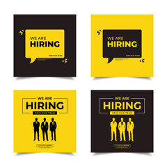 Collection of We are hiring recruitment background vector illustration.
