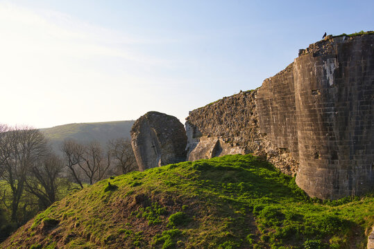 Medieval Fortification Ruins at Sunset  