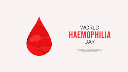 World Hemophilia Day illustration background. Awareness Banner with red blood drop and red background.