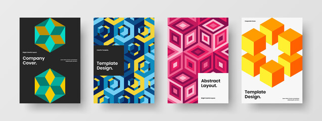 Obraz na płótnie Canvas Premium geometric pattern corporate identity concept bundle. Minimalistic front page vector design layout set.