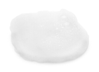Drop of bath foam isolated on white, top view