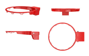 A set of basketball rims without net on a white background, 3d render