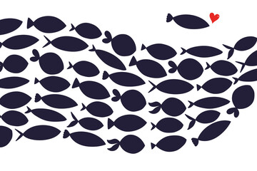 Cute fish. Vector sea poster.