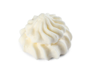 Fototapeta na wymiar Delicious fresh whipped cream isolated on white