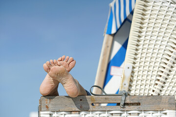 relax in a beach chair at Baltic Sea
