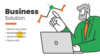 Data Analysis concept, Digital Solutions Business Analytics, and Planning. Modern Flat style. Vector illustration.