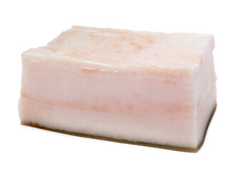 Piece of pork fatback isolated on white