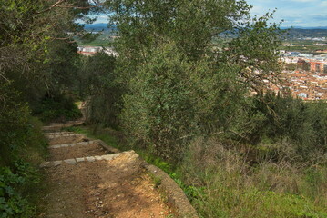Obraz premium Hiking trail to Castell de Xativa,Xativa,Province Valencia,Spain,Europe 