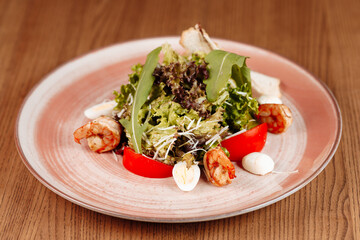 delicious appetizing food in a plate on the table in the river