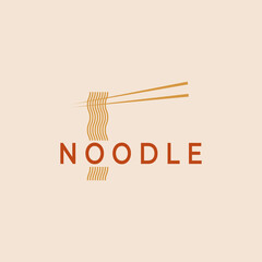 noodle simple logo line art vector design illustration