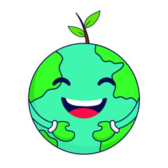 Earth cartoon icon vector illustration isolated on white background. Earth icon, sign, symbol. Earth infographics, icon, clipart.