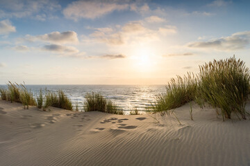 Sunset on the dune beach