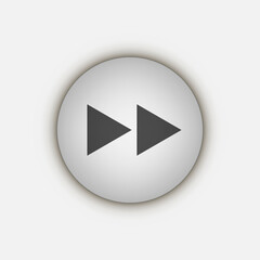 Grey flat symbol rewind button, flat design style