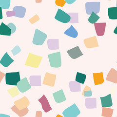 Abstract vector pattern, colorful repeat, random scattered shapes