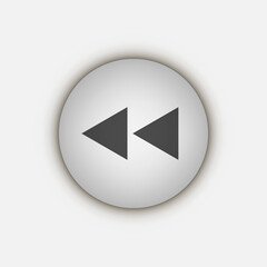 Grey flat symbol rewind button, flat design style