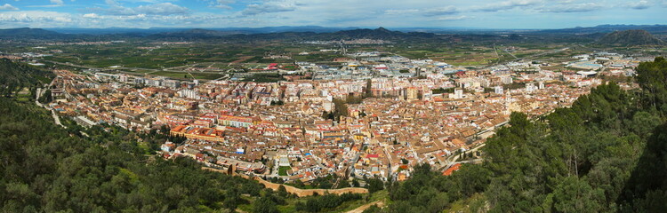 Fototapeta na wymiar Panoramic view of Xativa from the castle,Xativa,Province Valencia,Spain,Europe 