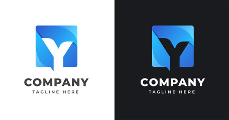 Letter Y logo design template with square shape concept gradient element geometric