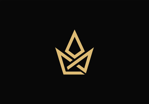 golden crown or letter M Logo Design inspiration