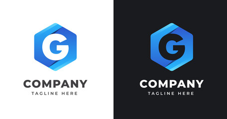 Letter G logo design template with diagonal shape concept gradient element geometric