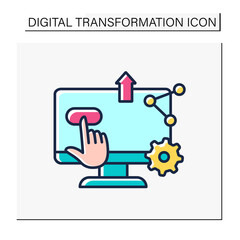 Digital accessibility color icon. Computer controlled by finger. Digital transformation concept. Isolated vector illustration
