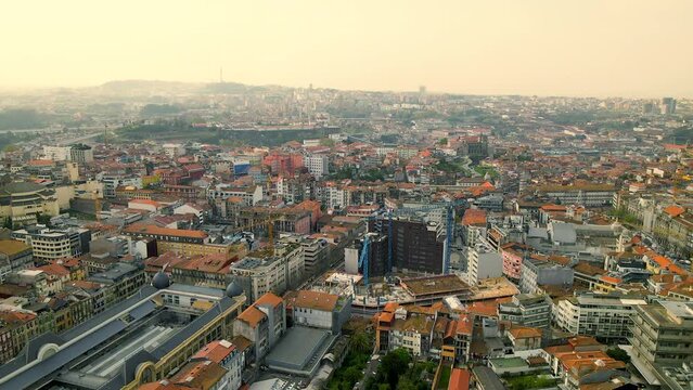 City Scrapers of Porto, Portugal -  Aerial Shot