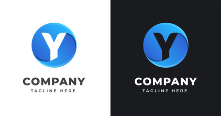 Letter Y logo design template with circle shape concept gradient element geometric