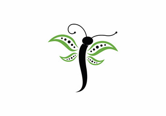 dragonfly with leaves Logo Symbol design inspiration