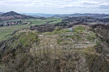 Fototapeta na wymiar Ruins of medieval castle Kalich on the top of mountain
