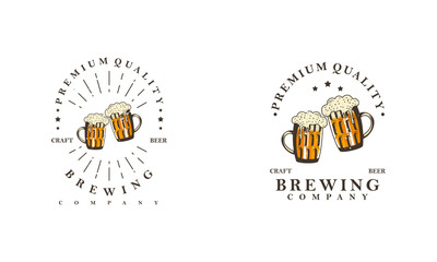 Vintage beer logo template vector illustration
