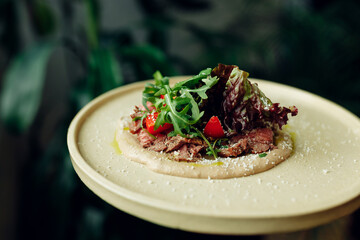 delicious appetizing food on plates