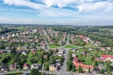 Small village suburb with streets and crossroads