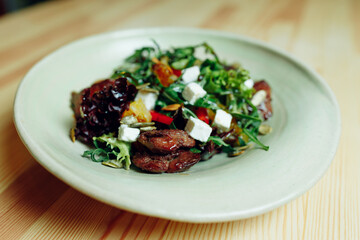 delicious appetizing food on plates