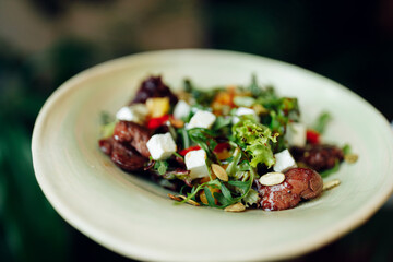 delicious appetizing food on plates