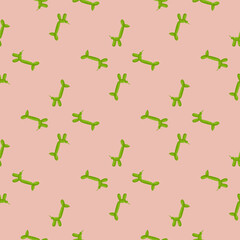 Seamless pattern balloon dogs. Background of circus bubble animal in doodle style.
