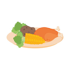 plate with roasted chicken