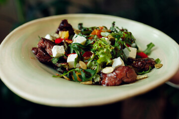 delicious appetizing food on plates