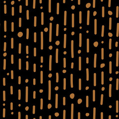 Vector illustration. Children's drawing. Spotted black and beige background. Striped background. Geometric abstract pattern of hand-drawn shapes. Round and linear organic shapes.