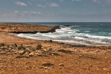 Ayia Napa rocky stormy seafront, Cyprus.
